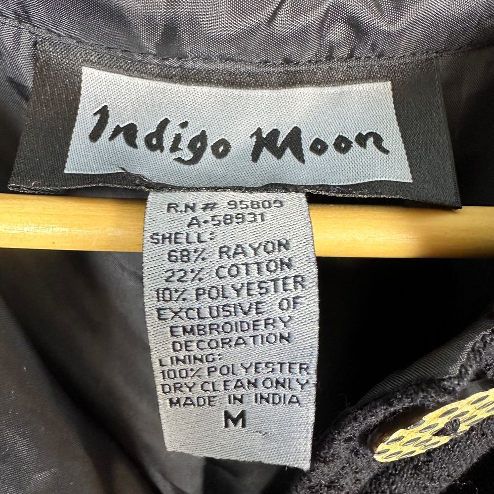 VTG Indigo Moon Sz M Tapestry Jacket Jacquard Boho Patchwork Artsy Animal Zebra - Picture 2 of 14